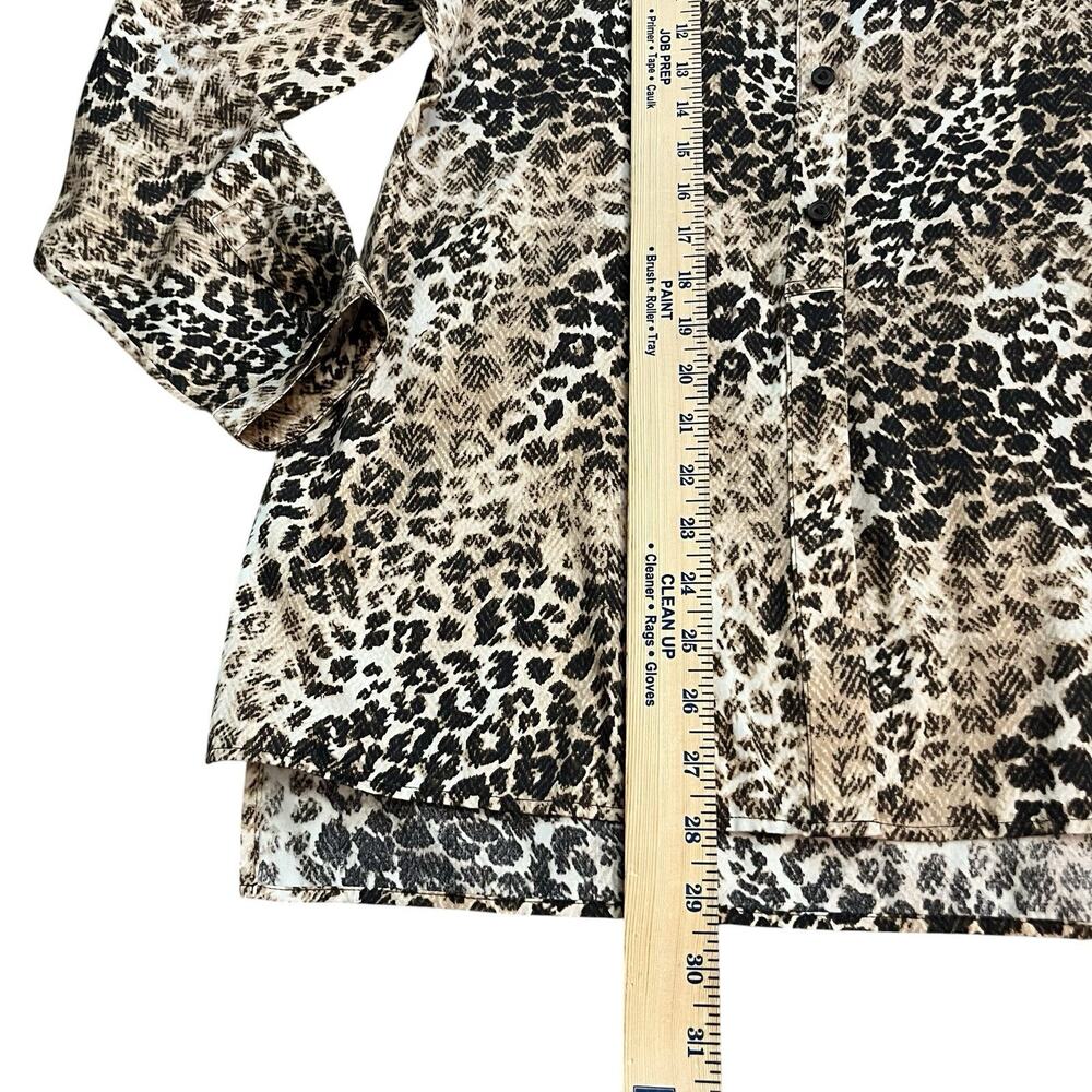 NEW Westbound Wrinkle Free Button Down Tunic Shirt Roll Tab Sleeves Leopard - Picture 8 of 8